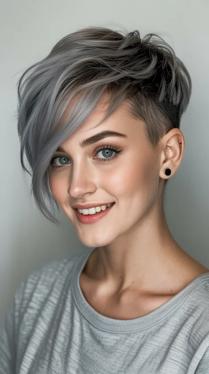 Hair Color Ideas February 2026 Silver Gray Short Hair