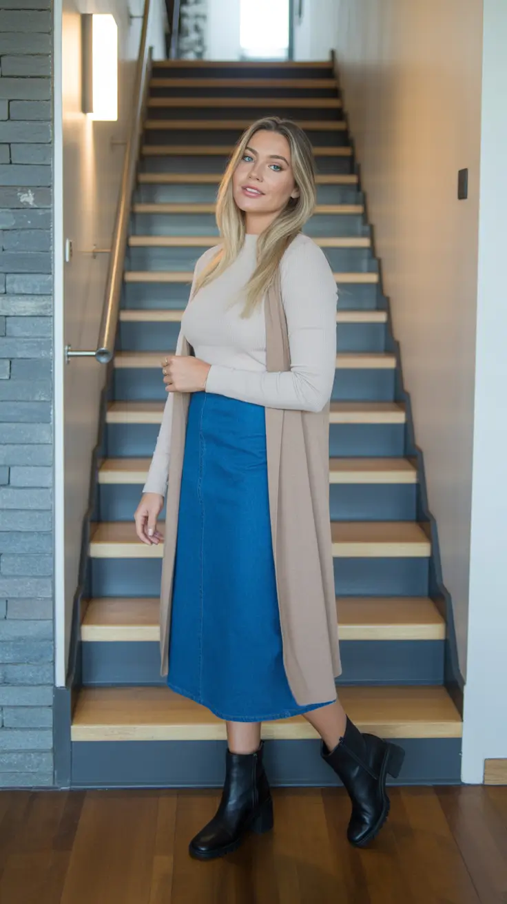 spring business casual outfits for women Denim Skirts That Work Beyond Casual Fridays