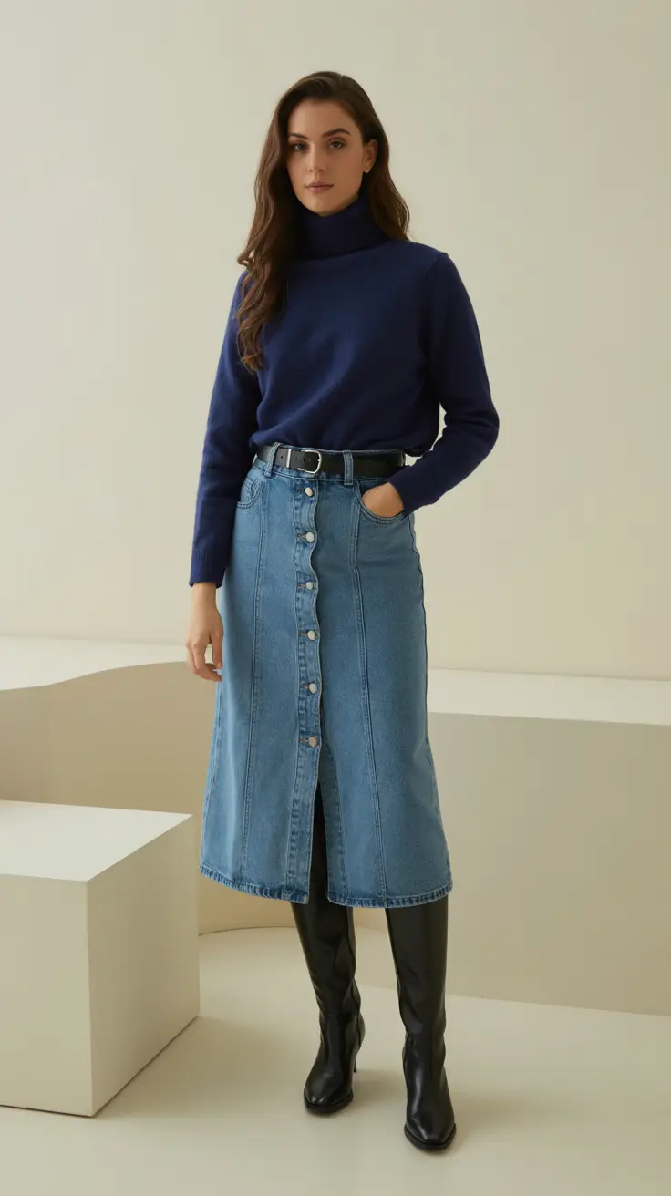 spring business casual outfits for women Modern Knitwear With Denim Balance