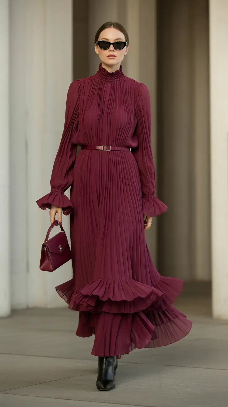 spring going out outfits night classy Burgundy Dress