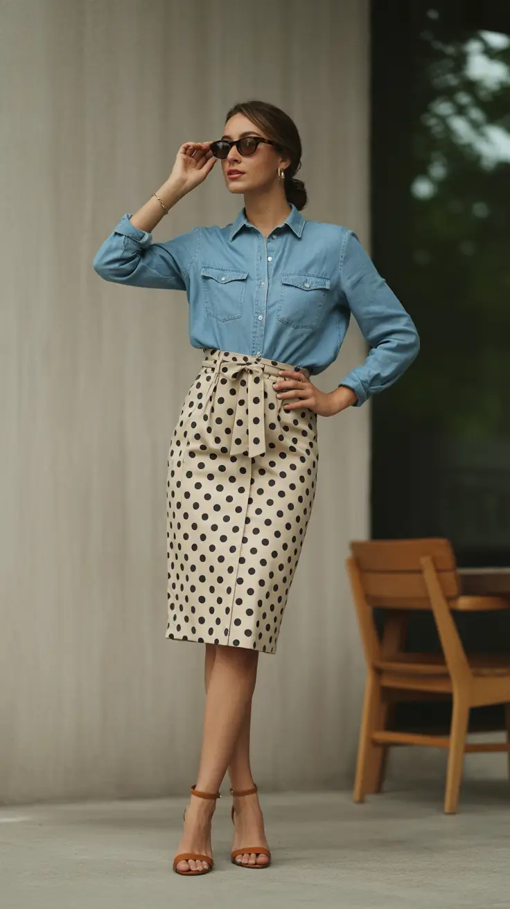 spring going out outfits day Polka Dot Skirt