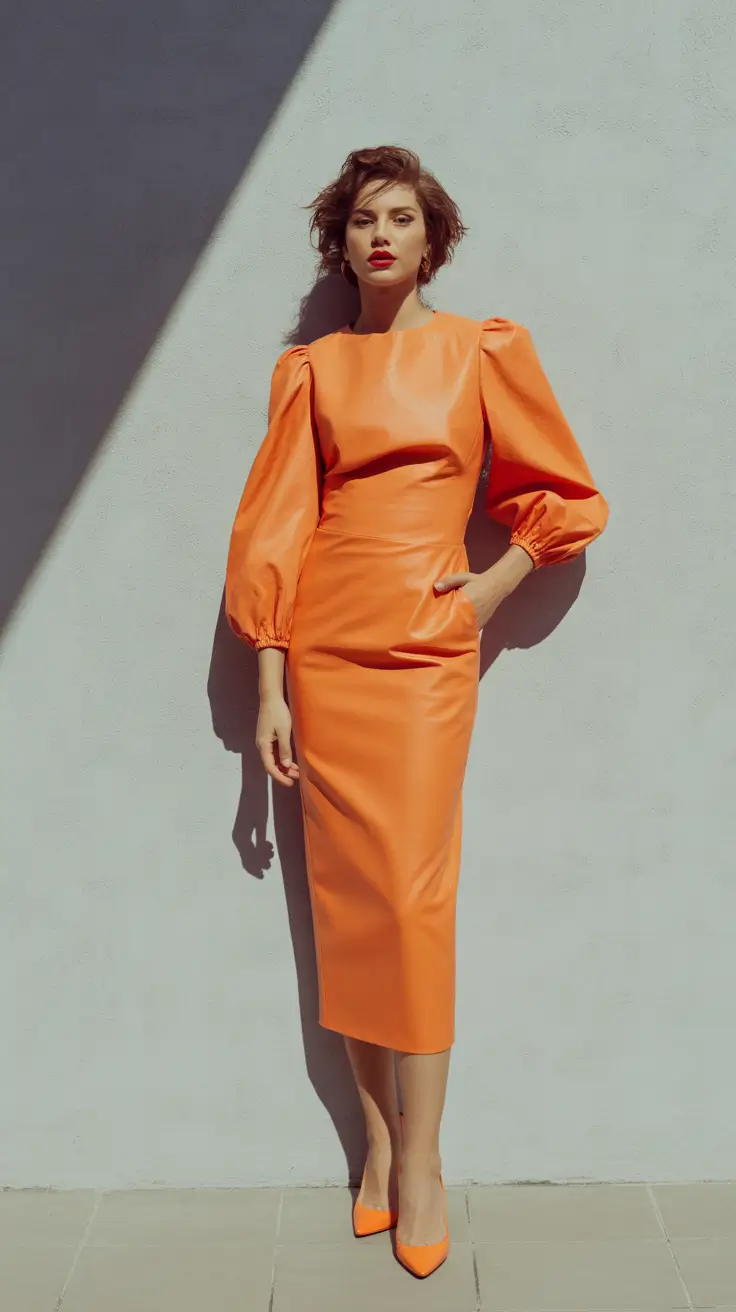 spring going out outfits night Orange Statement Dress