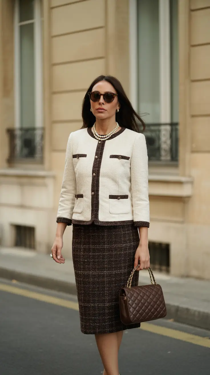 Must-have spring office outfits 2026 Tweed Look