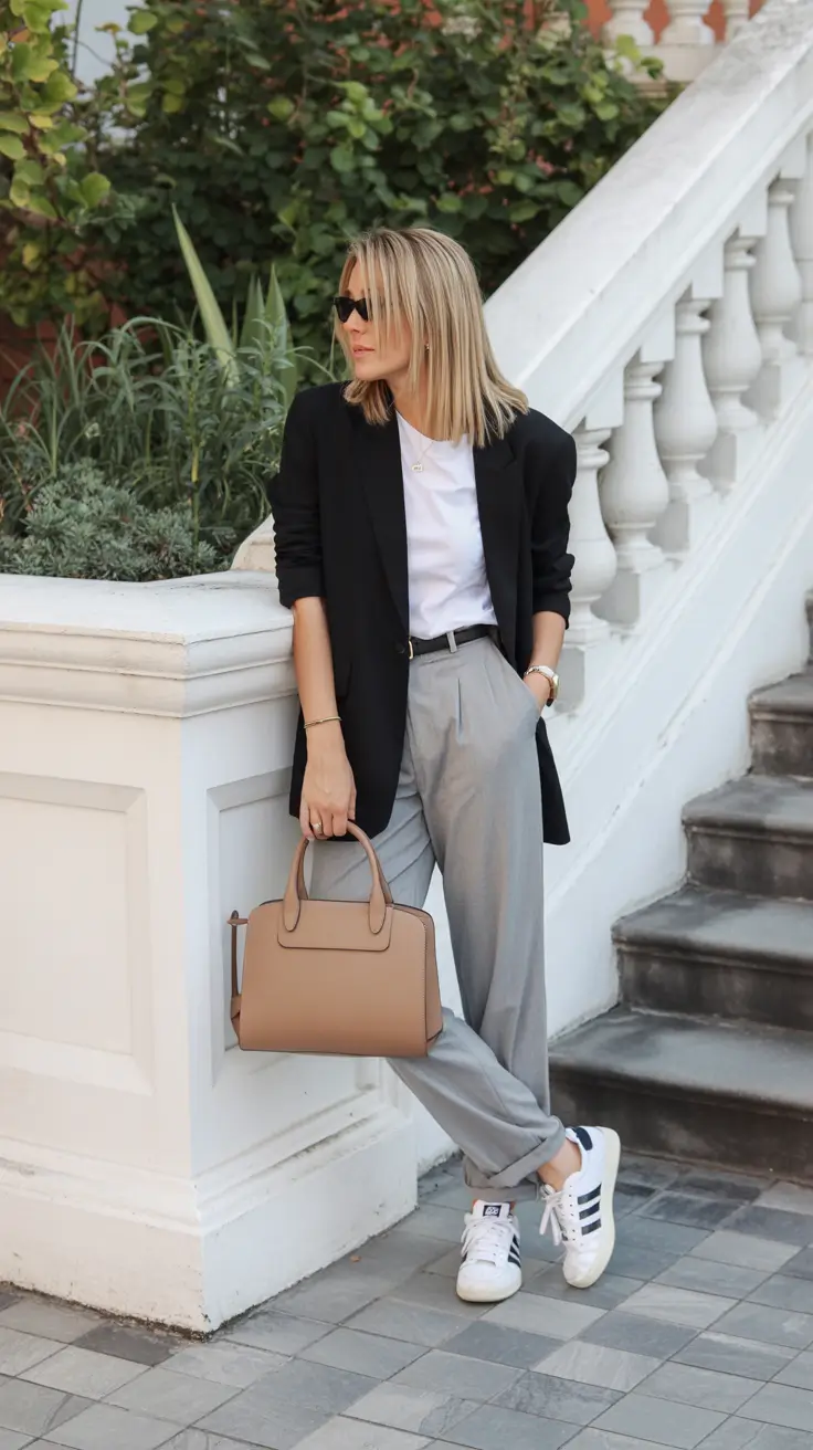 Must-have spring office outfits 2026 Blazer Sneakers