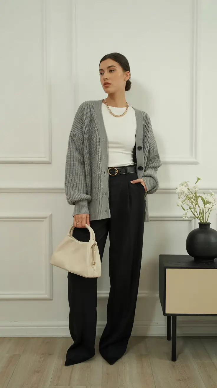Must-have spring office outfits 2026 Cardigan Office Look