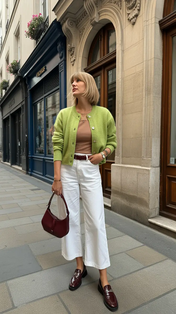 Must-have spring outfits for women over 40 2026 Fresh Green Accents for City Spring