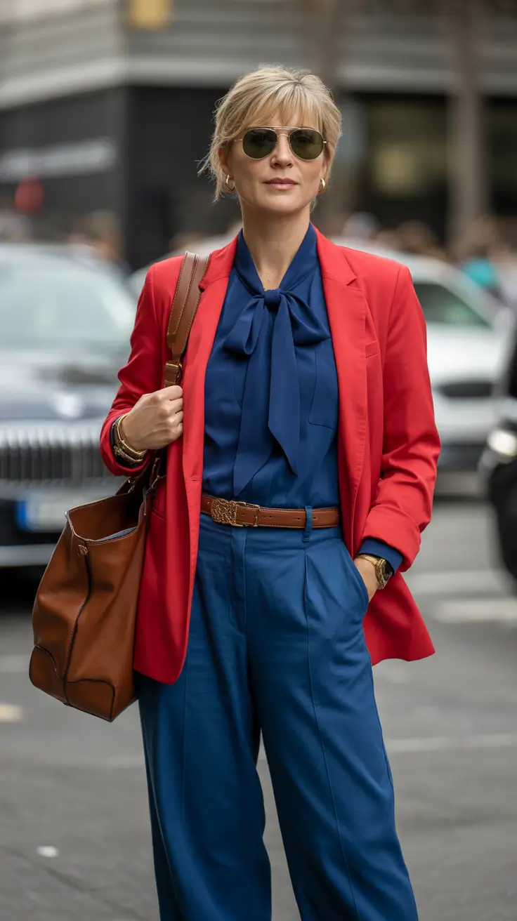 Must-have spring outfits for women over 40 2026 Red Power Layers With Confident Energy