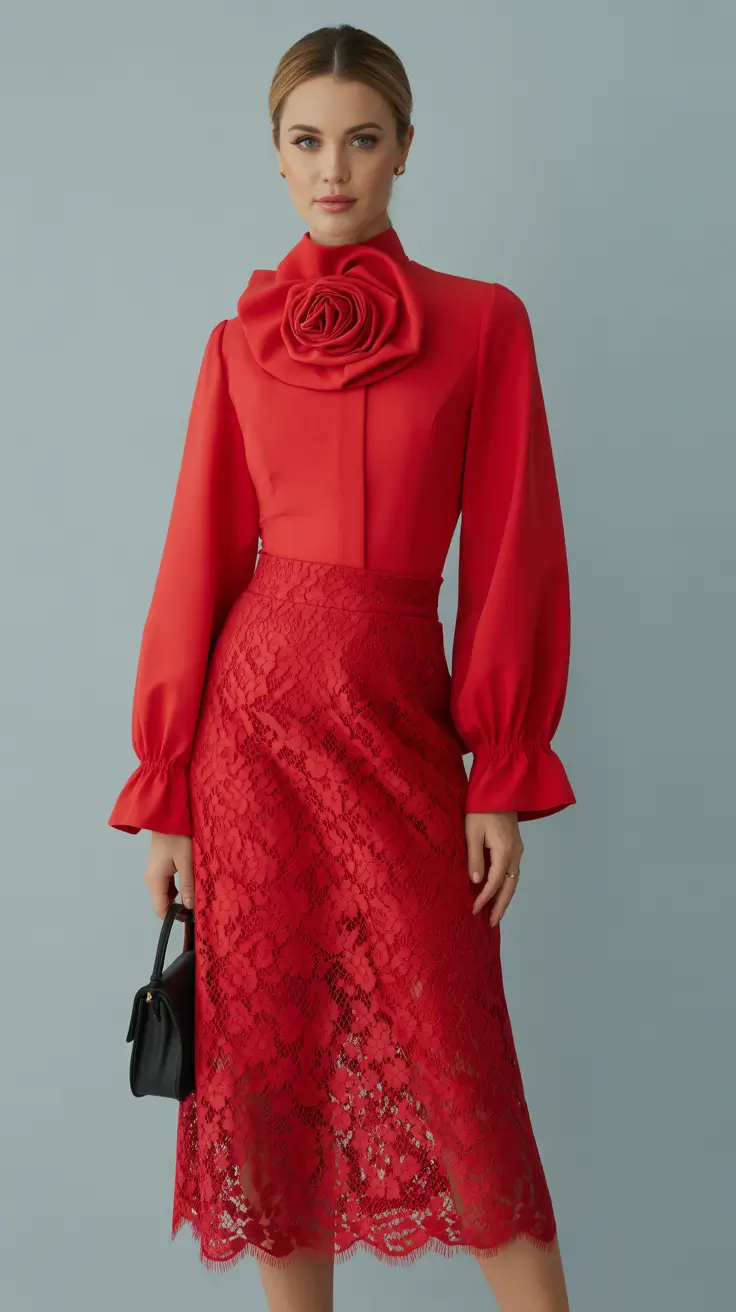 must-have spring wedding outfit 2026 Scarlet Lace and Sculptural Details for Bold Spring Evenings