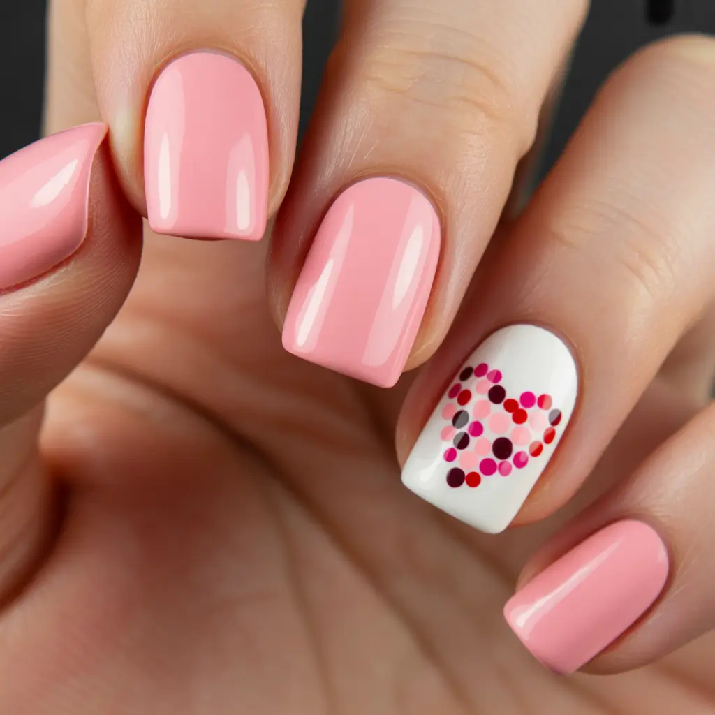 nails designs ideas February 2026 pink valentines day art