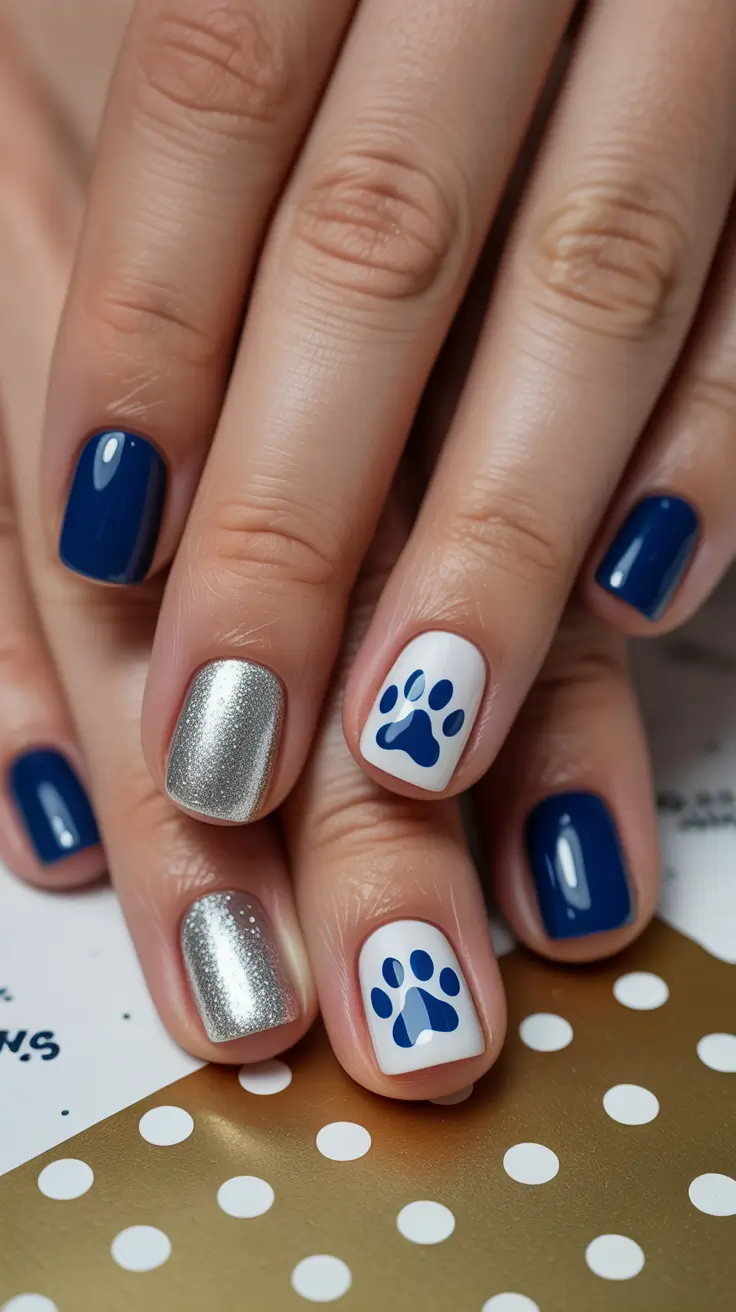 nails designs ideas February 2026 blue silver nail art