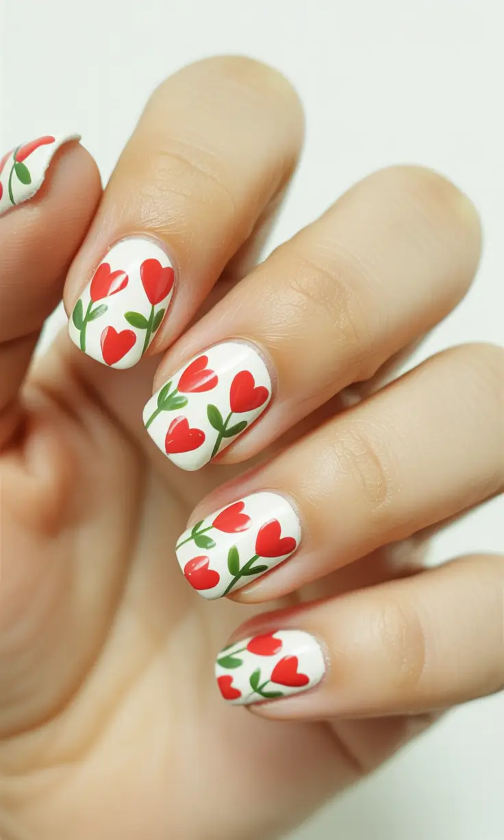 nails designs ideas February 2026 Mini Heart Floral Art