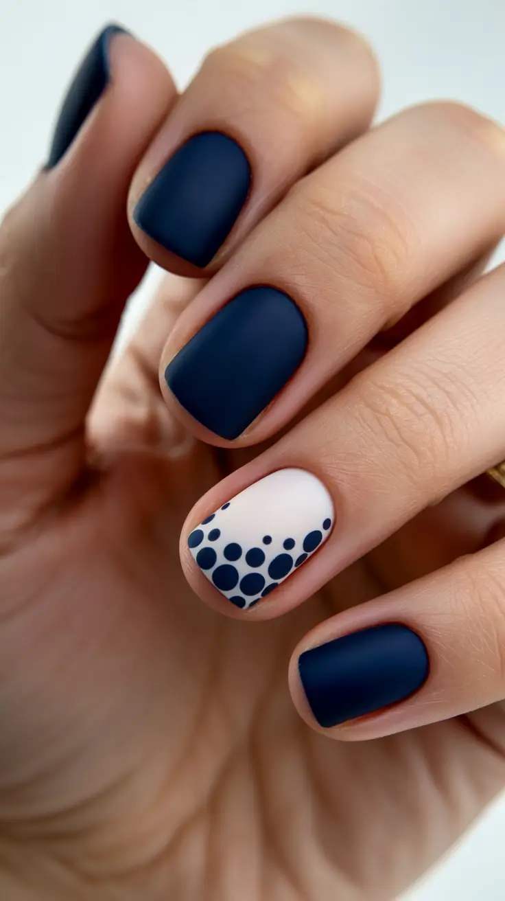 nails designs ideas February 2026 simple short navy nails