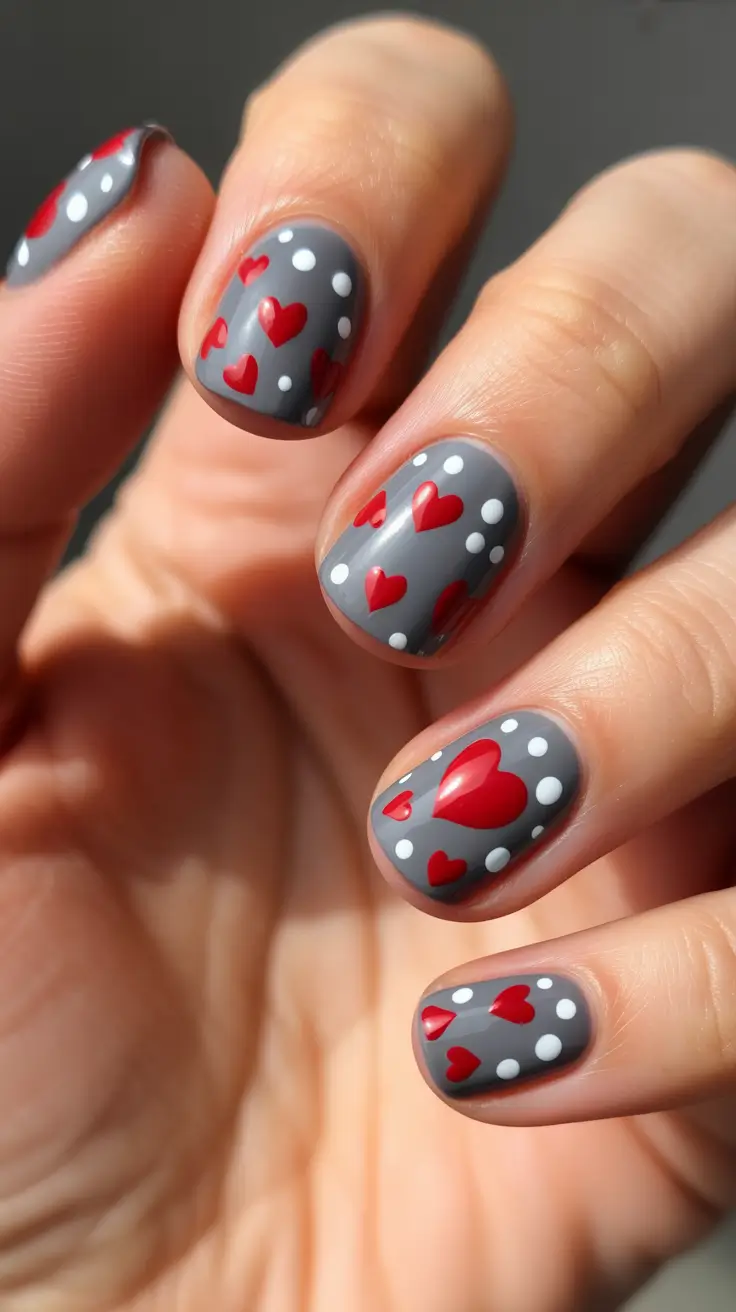 nails designs ideas February 2026 valentines day art gray nails