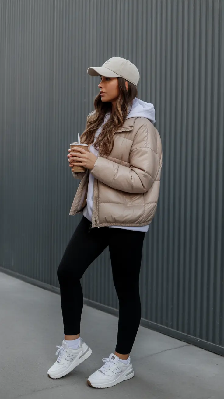 Outfits ideas February 2026 Neutral Puffer Casual