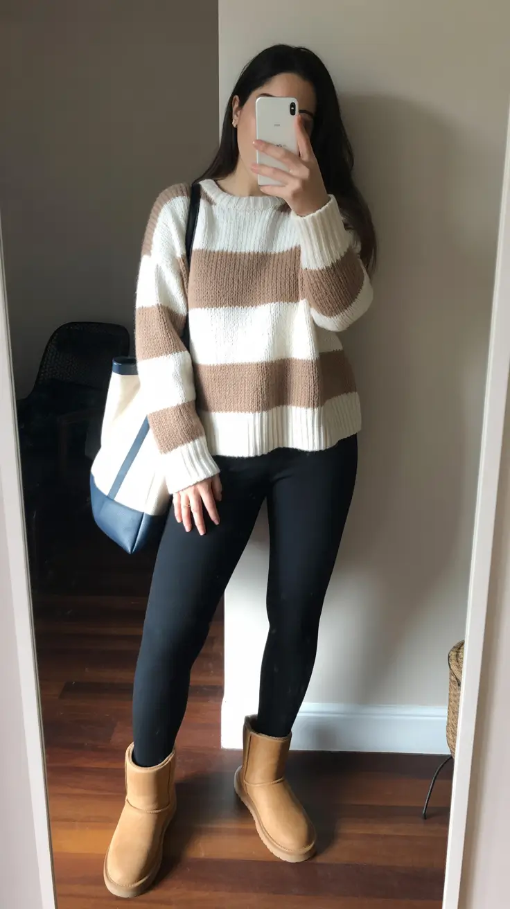 Outfits ideas February 2026 Striped Knit Uggs