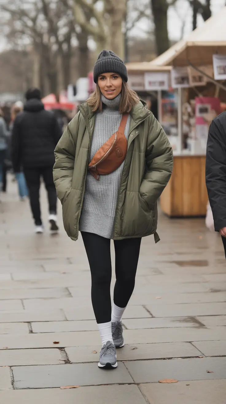 Outfits ideas February 2026 Puffer Jacket Walking Look