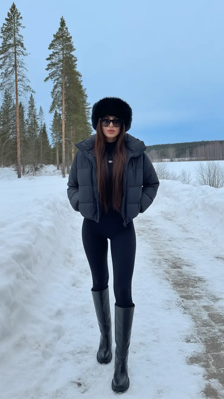 Outfits ideas February 2026 All Black Winter Look