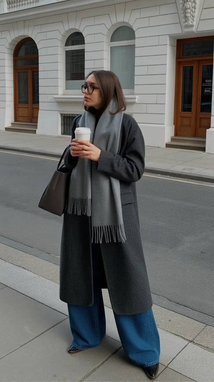 Outfits ideas February 2026 Baggy Jeans Long Coat