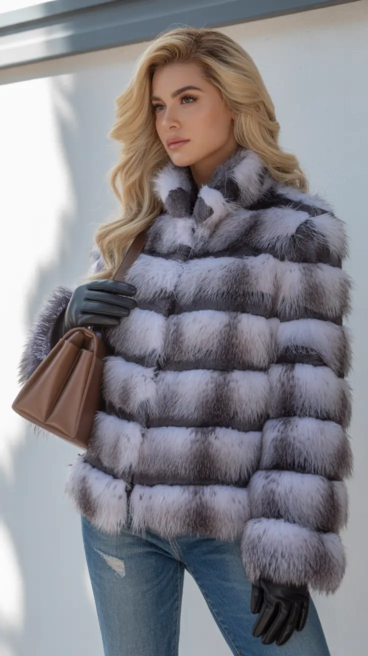 Outfits ideas February 2026 Faux Fur Denim Outfit