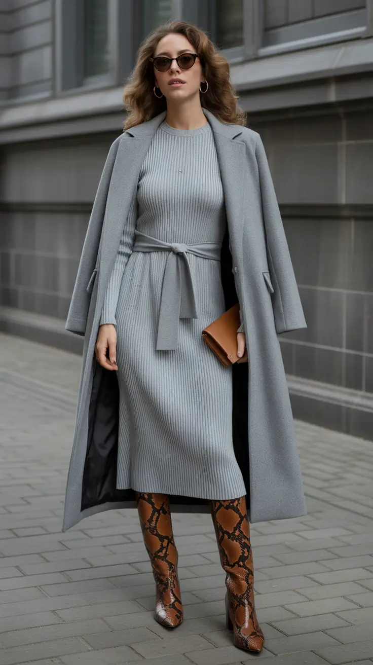 Popular modest spring outfits 2026 Elegant Knit Dress