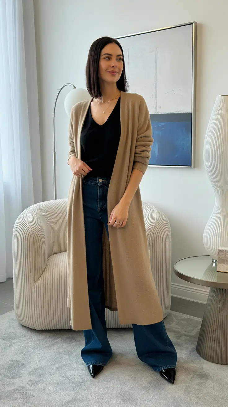 Popular modest spring outfits 2026 Casual Knit Denim Look