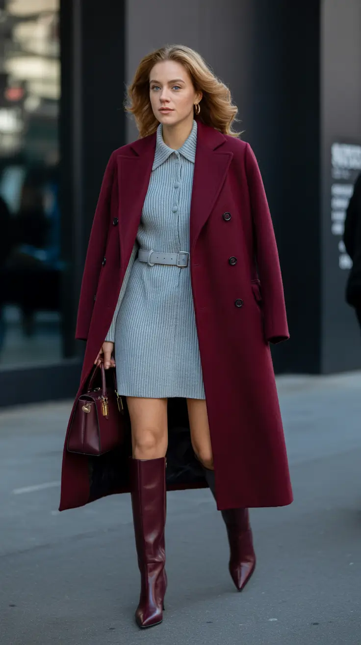 Popular modest spring outfits 2026 Elegant Knit Dress Look