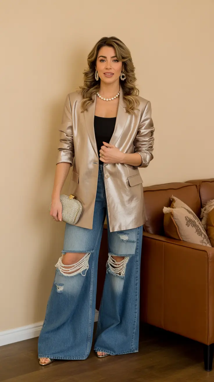 Stunning spring birthday outfit 2026 Relaxed Glam With Denim and Shine
